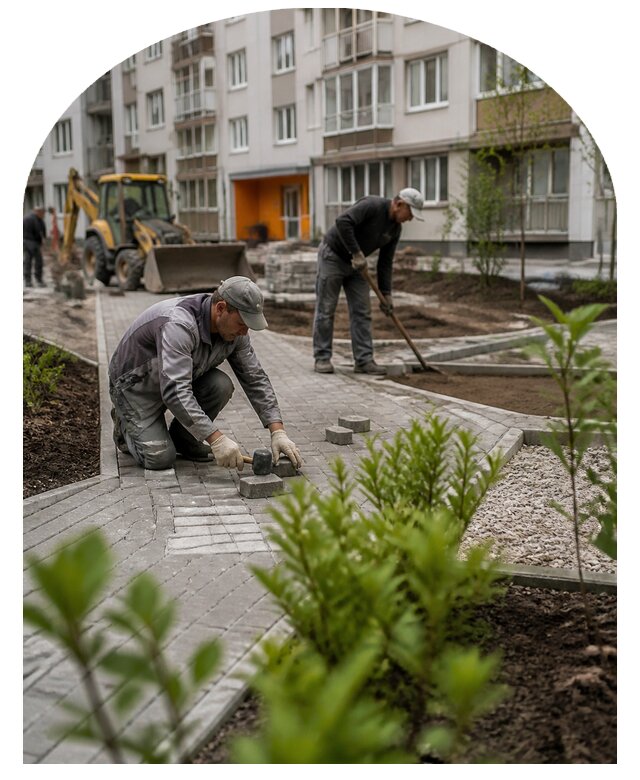 Благоустройство двора многоквартирного дома в Коломне