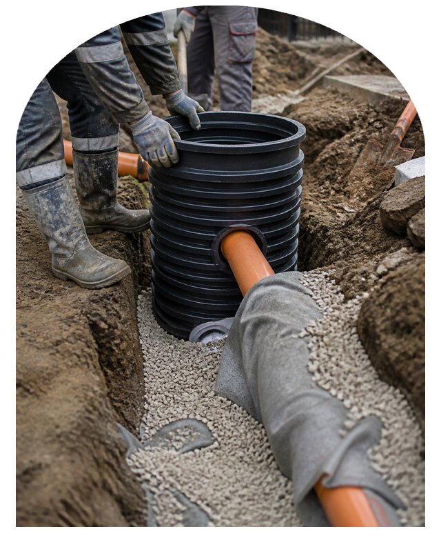 Установка дренажного колодца для участка в Коломне под ключ